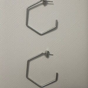 Silver Hexagon Hoop Earrings